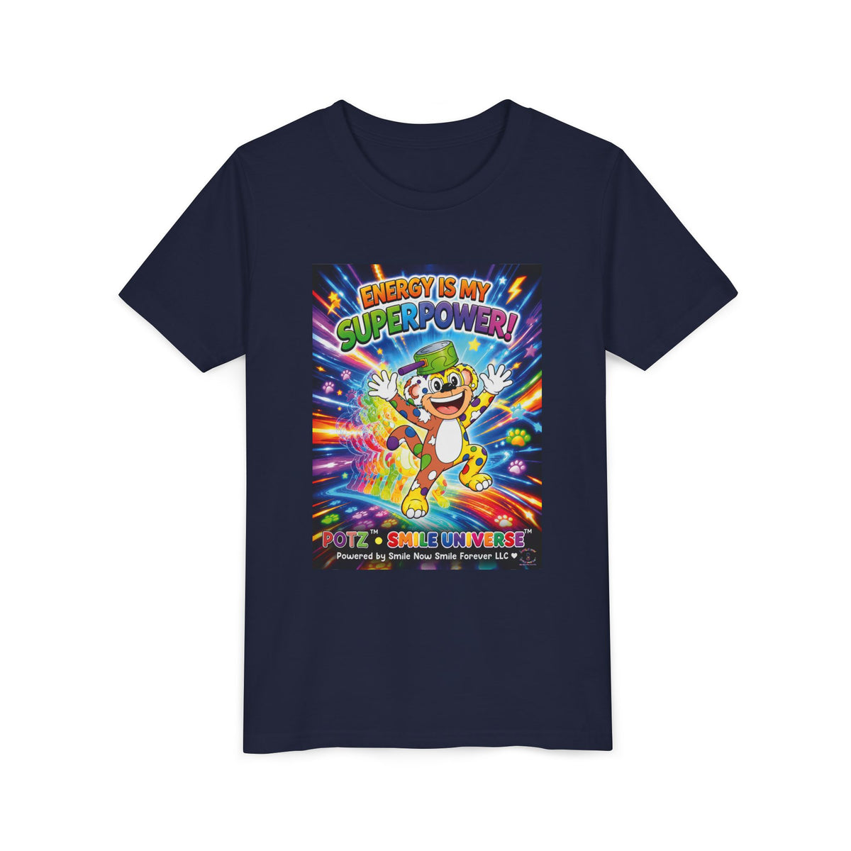 Potz™ Youth Short Sleeve Tee – "Energy is My Superpower!" Graphic Tee | Smile Universe Collection