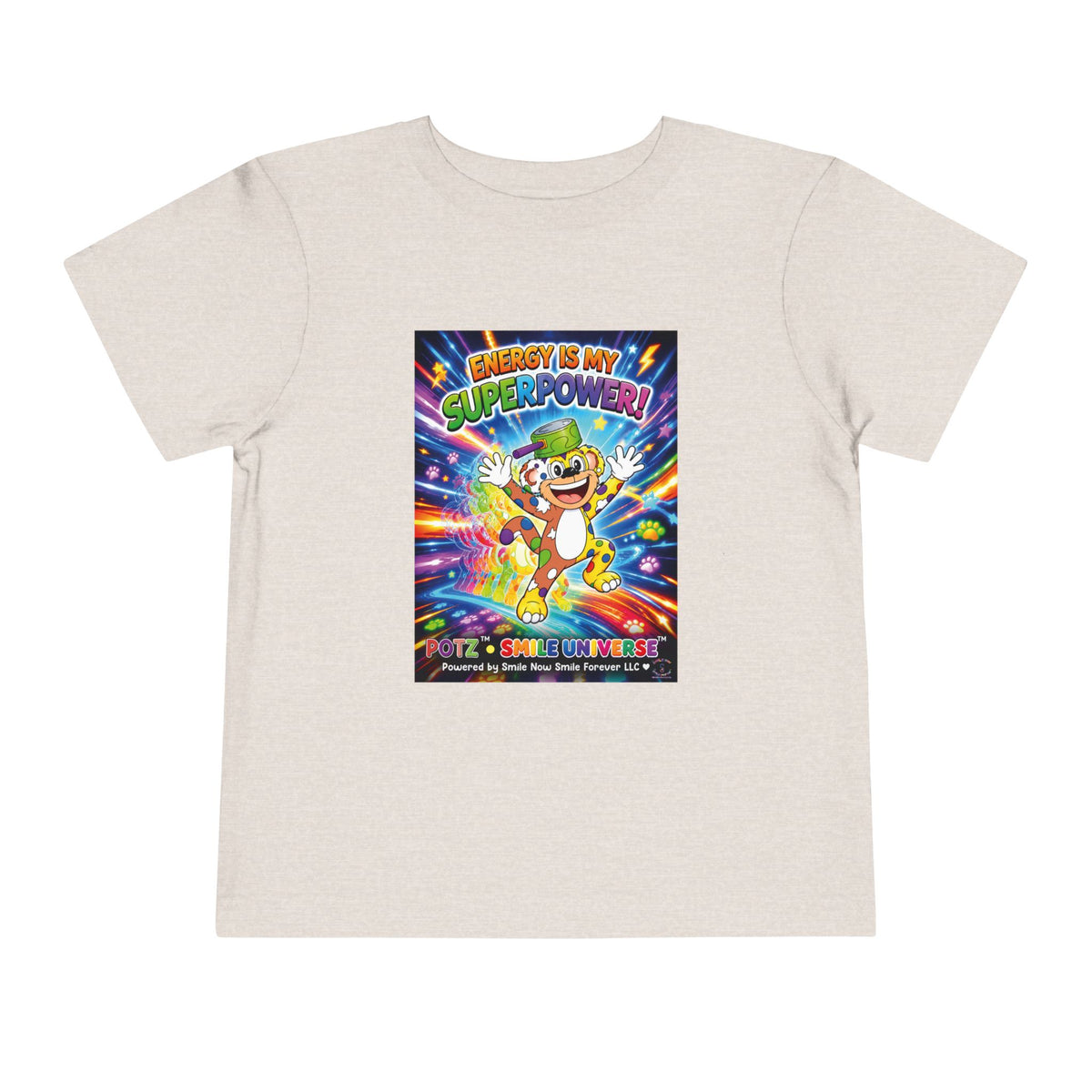 Potz™ Toddler Short Sleeve Tee – "Energy is My Superpower!" Graphic Tee | Smile Universe Collection