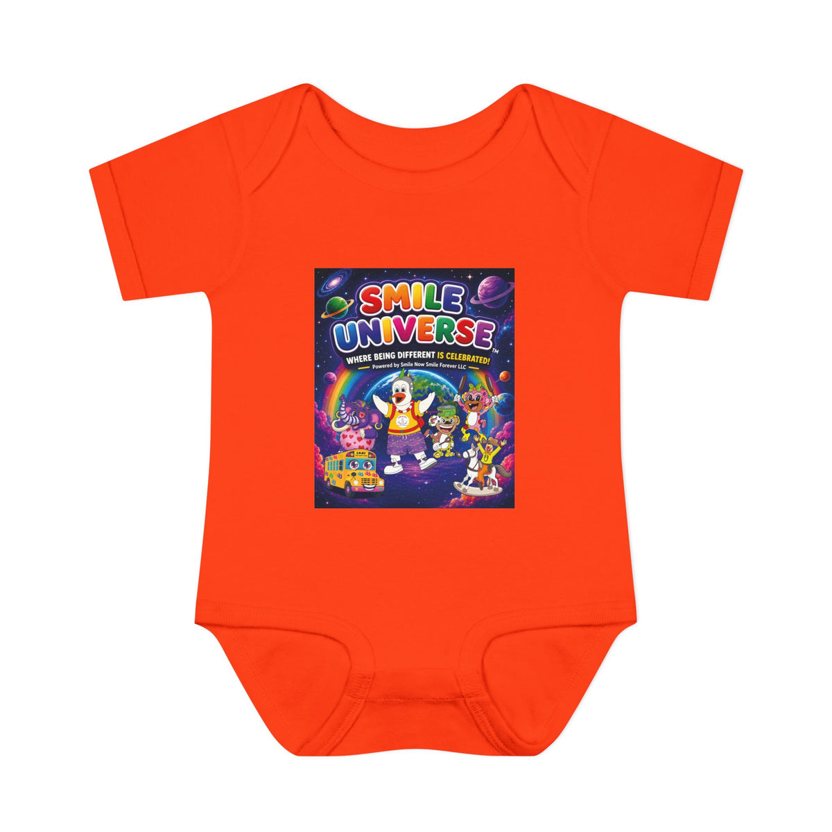 Smile Universe™ Infant Baby Rib Bodysuit – "Where Being Different is CELEBRATED!" Graphic