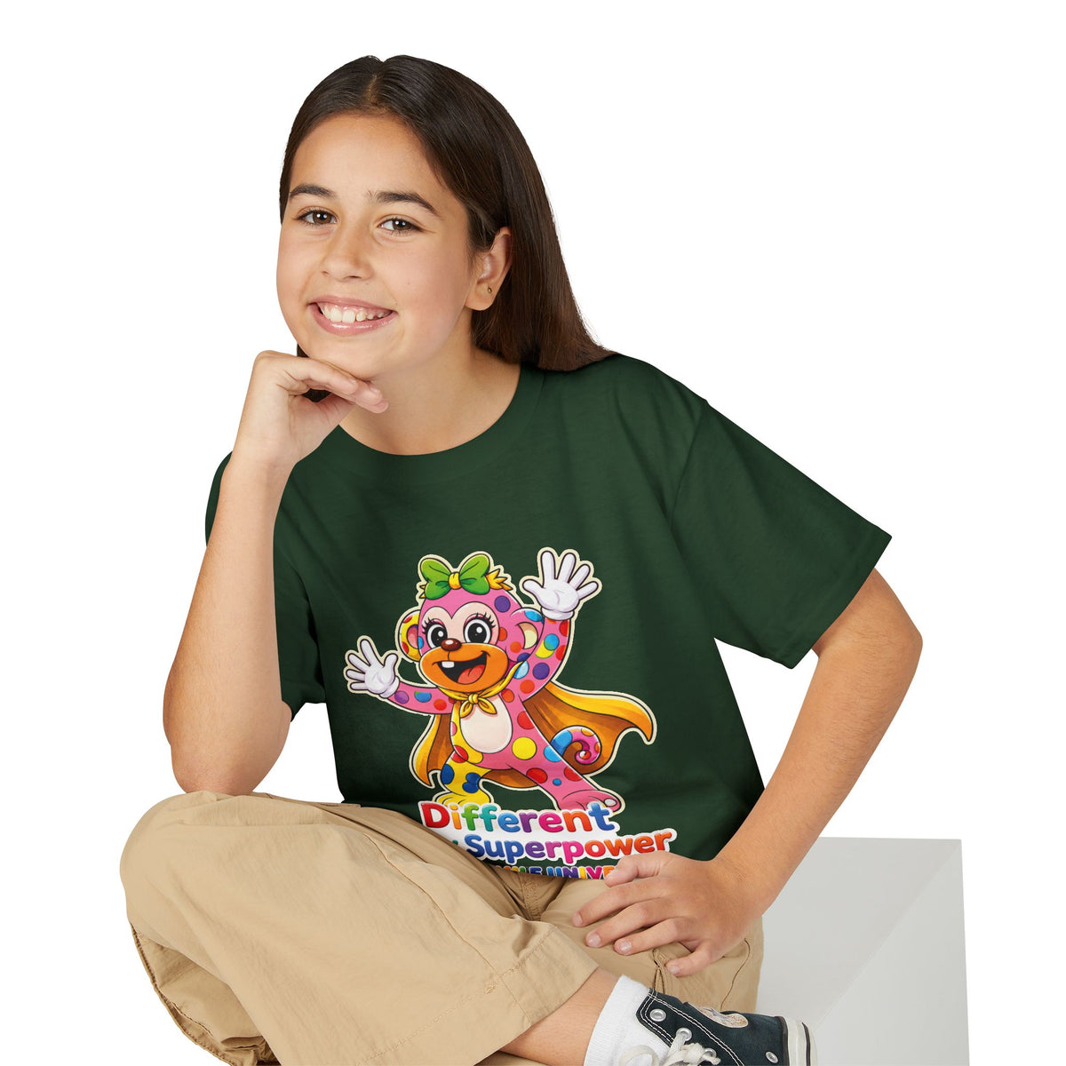 Panz™ Youth DryBlend® T-Shirt – "Different is My Superpower" Graphic | Smile Universe Collection