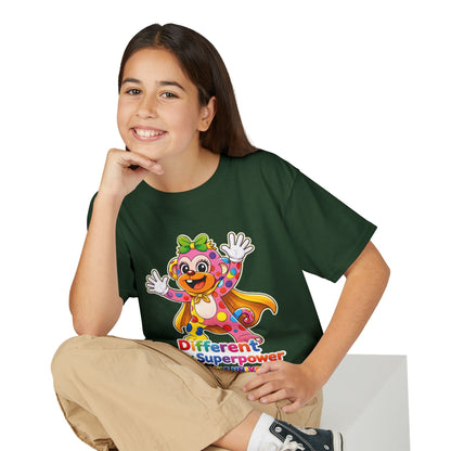 Panz™ Youth DryBlend® T-Shirt – "Different is My Superpower" Graphic | Smile Universe Collection