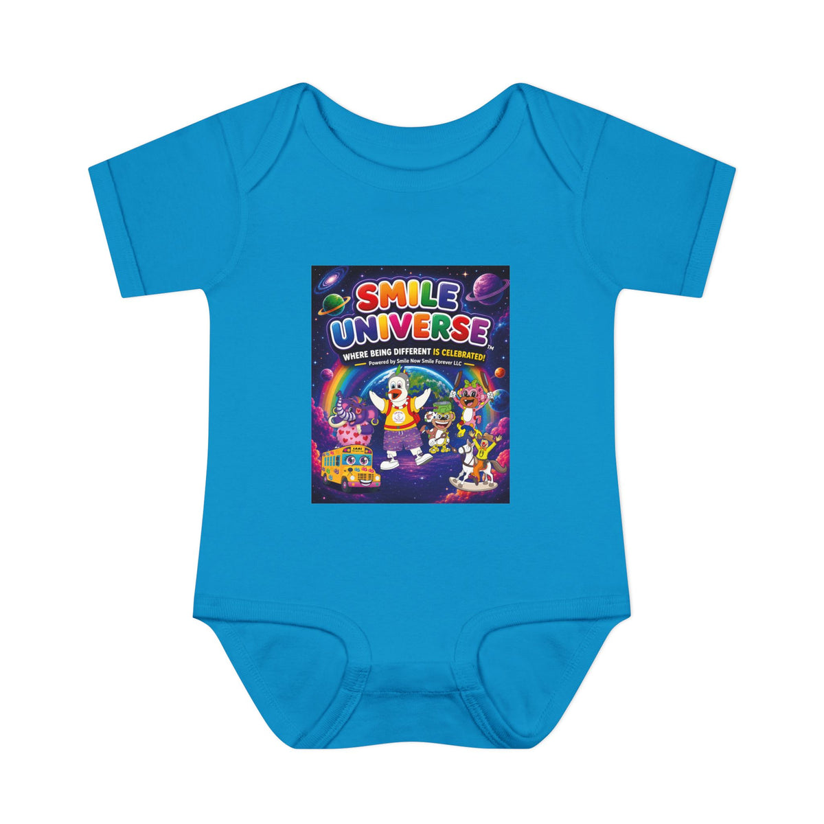 Smile Universe™ Infant Baby Rib Bodysuit – "Where Being Different is CELEBRATED!" Graphic