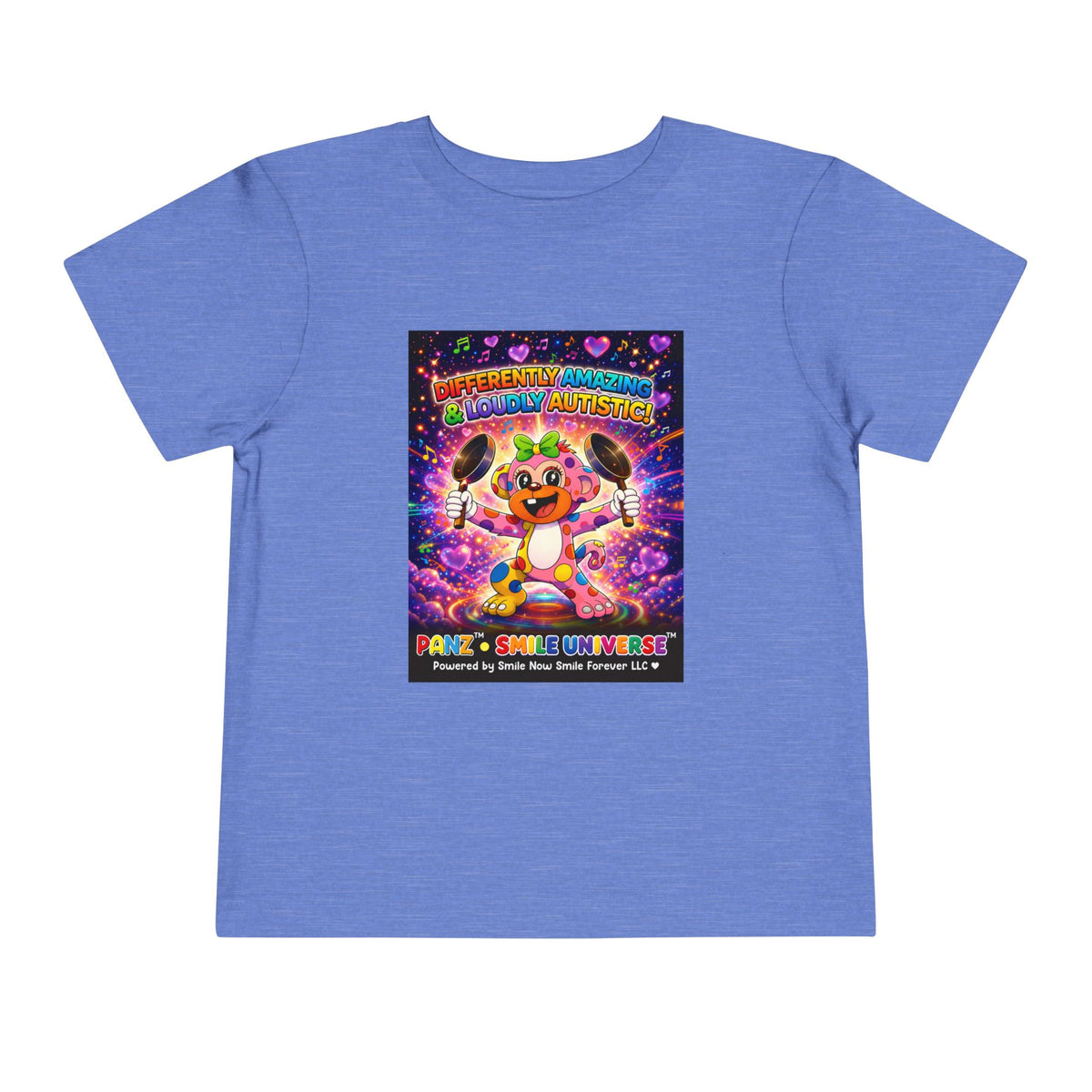 Panz™ Toddler Short Sleeve Tee – "Differently Amazing & Loudly Autistic!" Graphic | Smile Universe Collection
