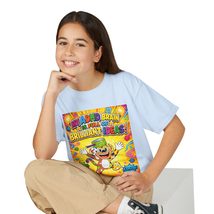 Potz™ Youth DryBlend® T-Shirt – "My ADHD Brain is Full of Brilliant Ideas!" Graphic Tee | Smile Universe Collection