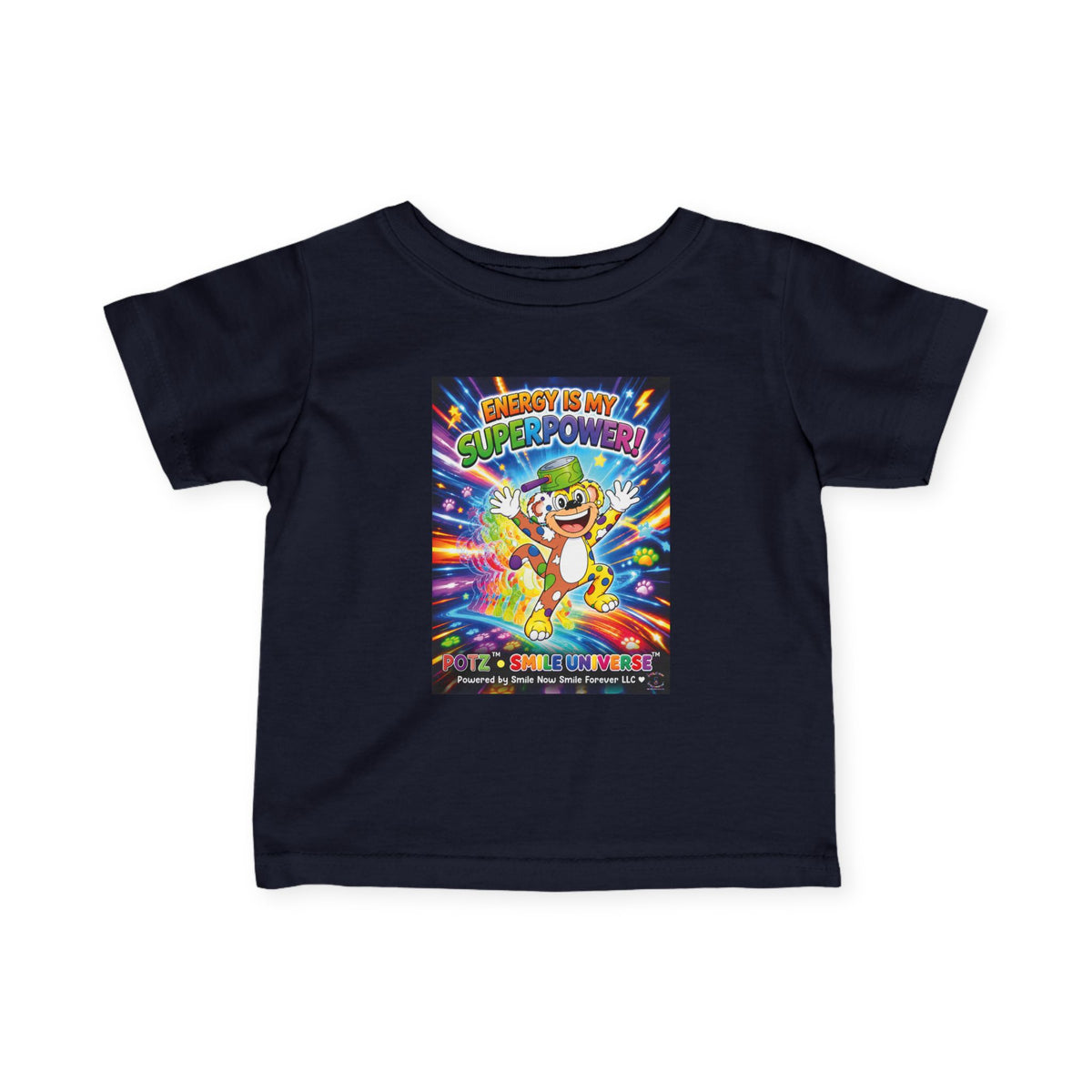 Potz™ Infant Fine Jersey Tee – "Energy is My Superpower!" Graphic Tee | Smile Universe Collection