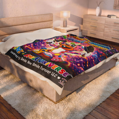 Panz™ Velveteen Plush Blanket – "Differently Amazing & Loudly Autistic!" Graphic | Smile Universe Collection