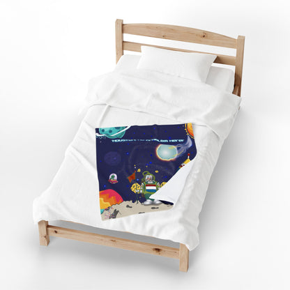 TuBz™ Velveteen Plush Blanket – "Houston, No Problem Here!" Graphic | Smile Universe Collection