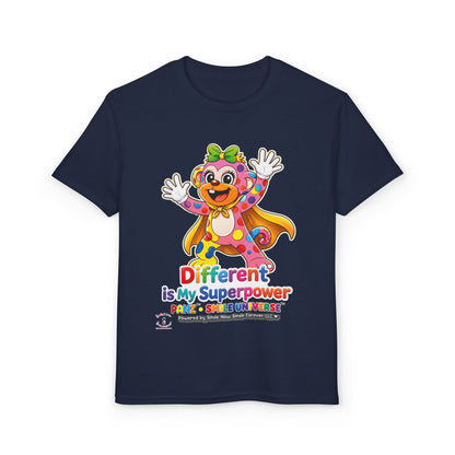 Panz™ Youth DryBlend® T-Shirt – "Different is My Superpower" Graphic | Smile Universe Collection