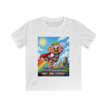Panz™ Kids Softstyle Tee – "My Autism is My Superpower" Graphic | Smile Universe Collection