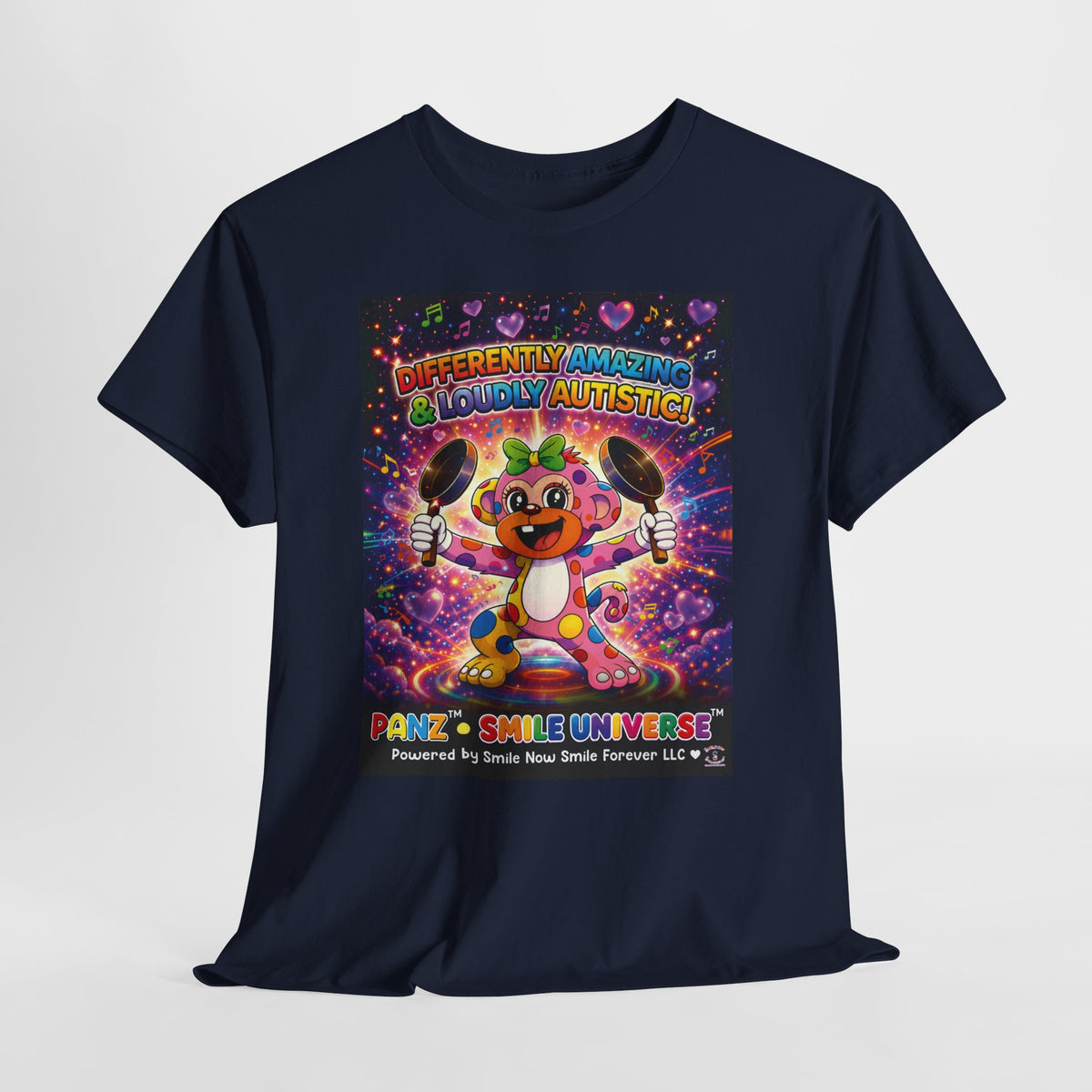 Panz™ Unisex Heavy Cotton™ Tee – "Differently Amazing & Loudly Autistic!" Graphic | Smile Universe Collection