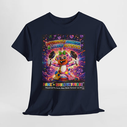 Panz™ Unisex Heavy Cotton™ Tee – "Differently Amazing & Loudly Autistic!" Graphic | Smile Universe Collection