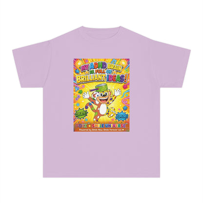 Potz™ Youth Midweight Tee – "My ADHD Brain is Full of Brilliant Ideas!" Graphic Tee | Smile Universe Collection