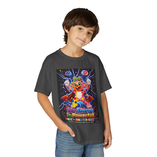 Panz™ Youth DryBlend® T-Shirt – "My Energy is Powerful" Graphic Tee | Smile Universe Collection