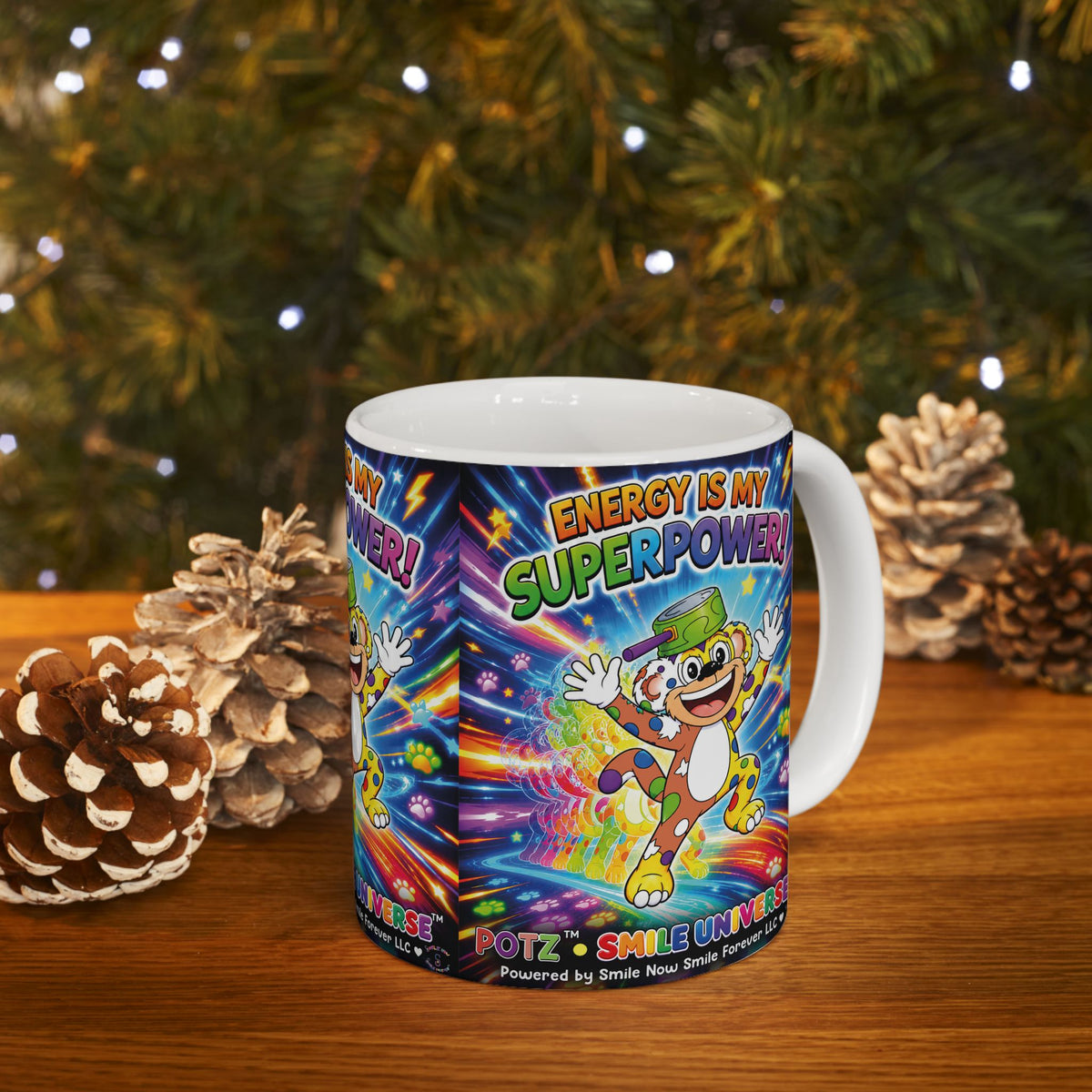 Potz™ Ceramic Mug – "Energy is My Superpower!" Graphic Coffee Mug | Smile Universe Collection