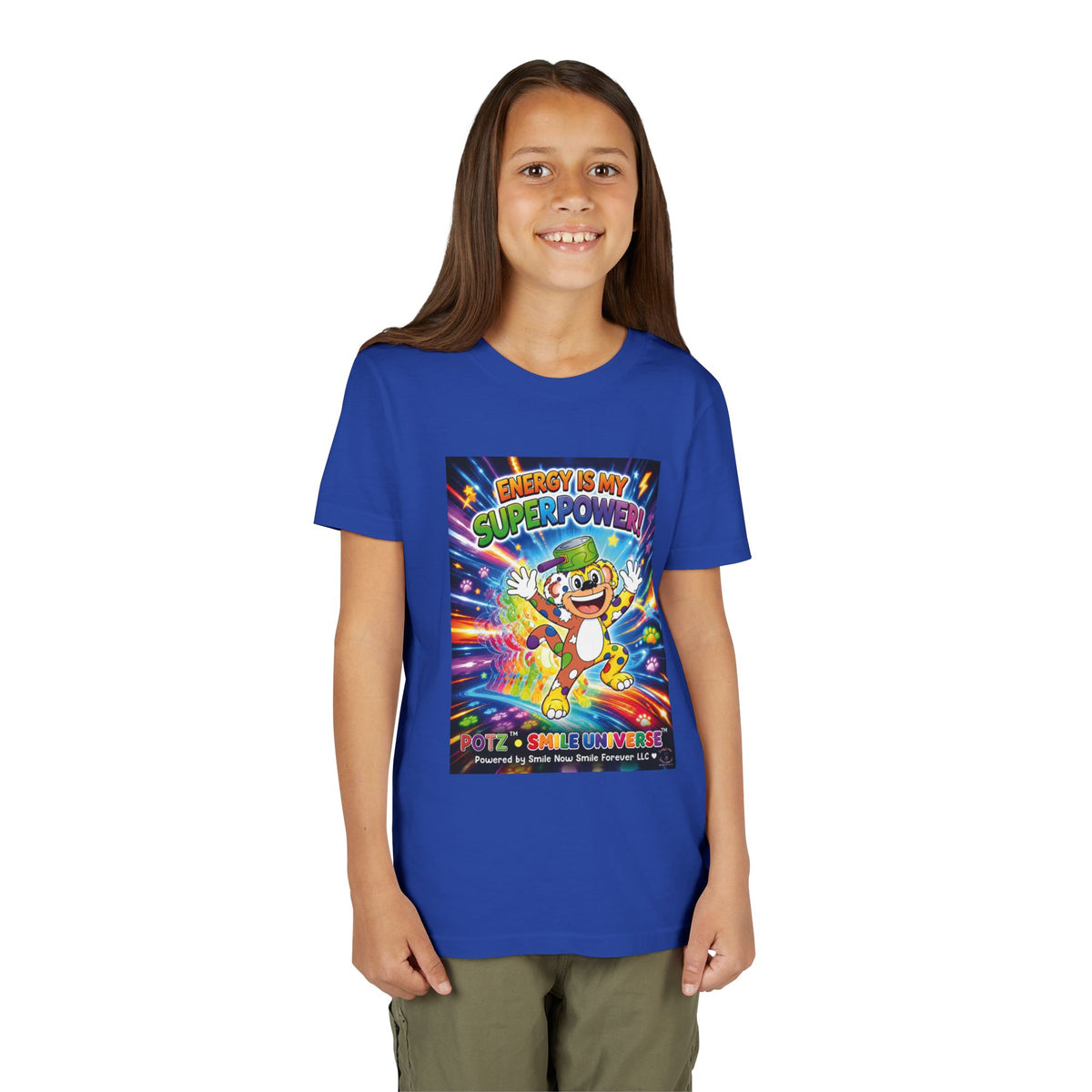 Potz™ Youth Short Sleeve Tee – "Energy is My Superpower!" Graphic Tee | Smile Universe Collection