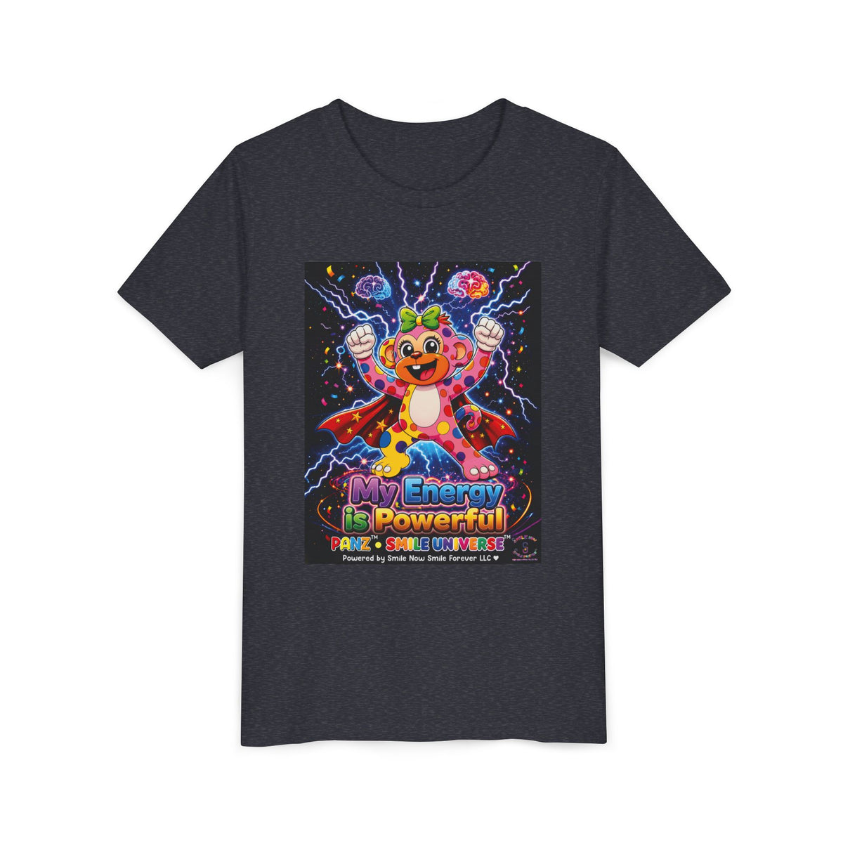 Panz™ Youth Short Sleeve Tee – "My Energy is Powerful" Graphic Tee | Smile Universe Collection