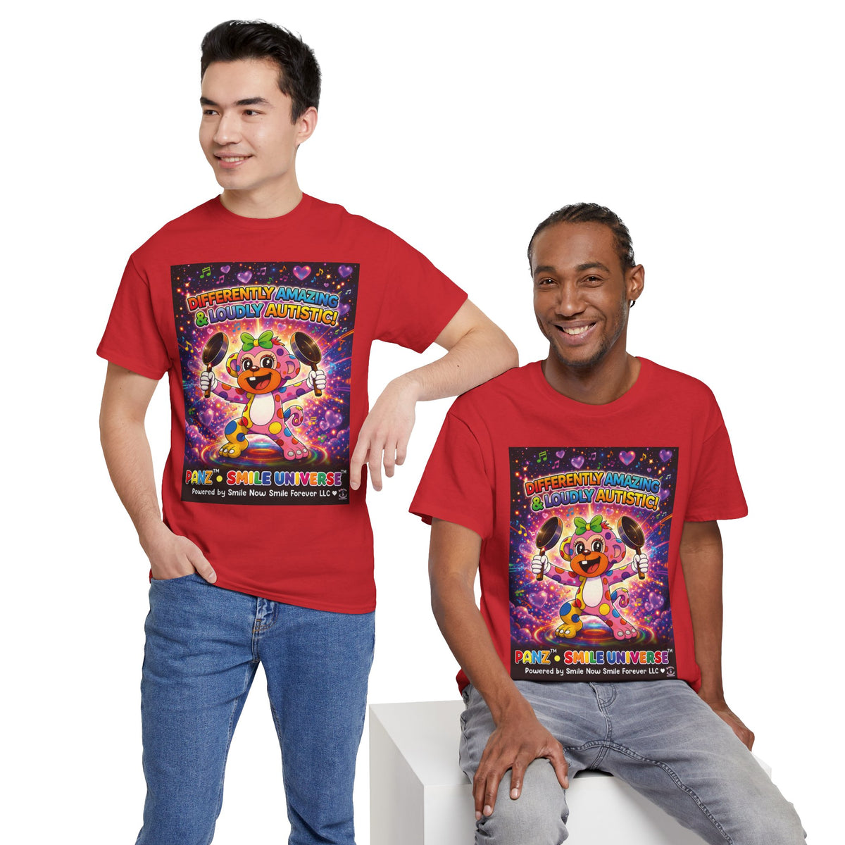 Panz™ Unisex Heavy Cotton™ Tee – "Differently Amazing & Loudly Autistic!" Graphic | Smile Universe Collection