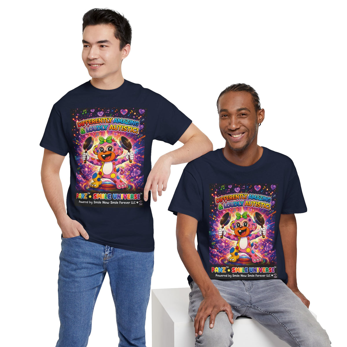 Panz™ Unisex Heavy Cotton™ Tee – "Differently Amazing & Loudly Autistic!" Graphic | Smile Universe Collection