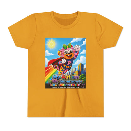 Panz™ Youth Short Sleeve Tee – "My Autism is My Superpower" Graphic | Smile Universe Collection