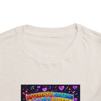 Panz™ Toddler Short Sleeve Tee – "Differently Amazing & Loudly Autistic!" Graphic | Smile Universe Collection
