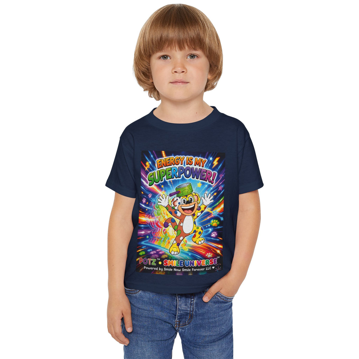 Potz™ Heavy Cotton™ Toddler T-Shirt – "Energy is My Superpower!" Graphic Tee | Smile Universe Collection