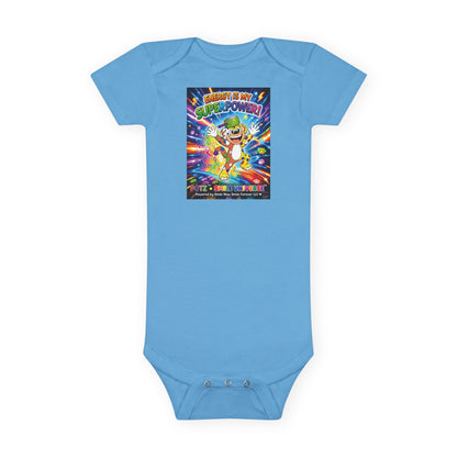 Potz™ Baby Short Sleeve Onesie® – "Energy is My Superpower!" Graphic Bodysuit | Smile Universe Collection