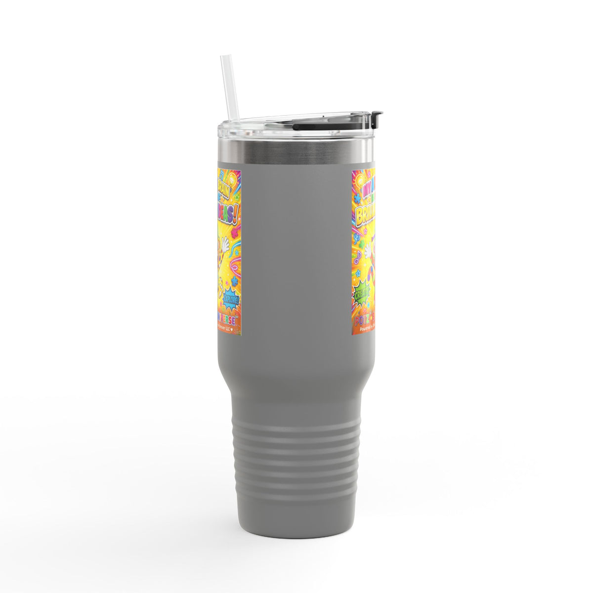 Potz™ Insulated Travel Mug 40oz – "My ADHD Brain is Full of Brilliant Ideas!" Graphic Tumbler | Smile Universe Collection