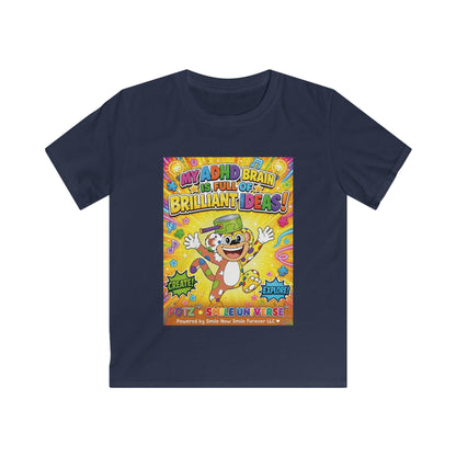 Potz™ Kids Softstyle Tee – "My ADHD Brain is Full of Brilliant Ideas!" Graphic Tee | Smile Universe Collection