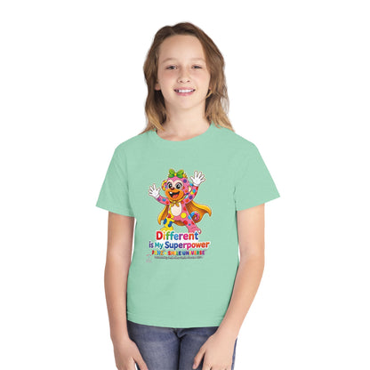 Panz™ Youth Midweight Tee – "Different is My Superpower" Graphic | Smile Universe Collection