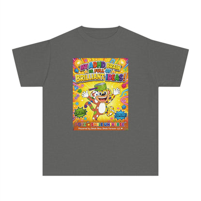 Potz™ Youth Midweight Tee – "My ADHD Brain is Full of Brilliant Ideas!" Graphic Tee | Smile Universe Collection