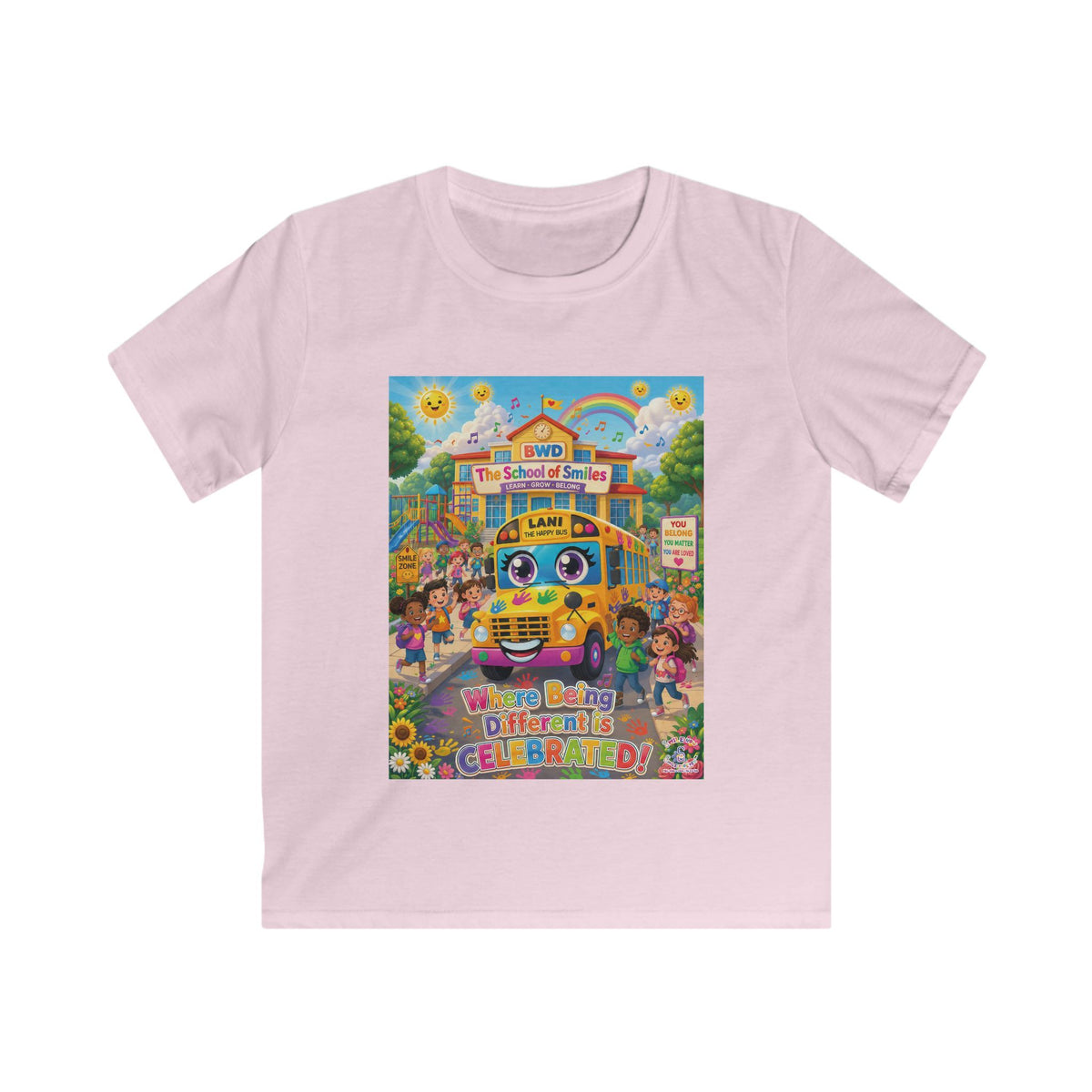 Lani™ Kids Softstyle Tee – "Where Being Different is CELEBRATED!" Graphic Shirt