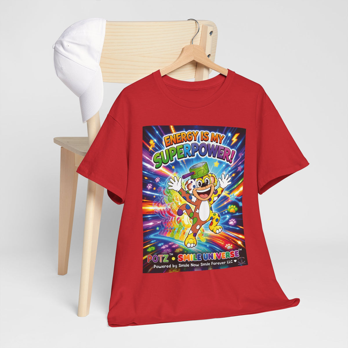 Potz™ Unisex Heavy Cotton™ Tee – "Energy is My Superpower!" Graphic Tee | Smile Universe Collection
