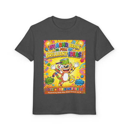 Potz™ Youth DryBlend® T-Shirt – "My ADHD Brain is Full of Brilliant Ideas!" Graphic Tee | Smile Universe Collection