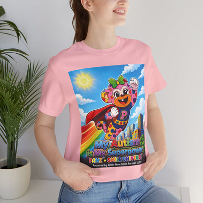 Panz™ Unisex Jersey Short Sleeve Tee – "My Autism is My Superpower" Graphic | Smile Universe Collection