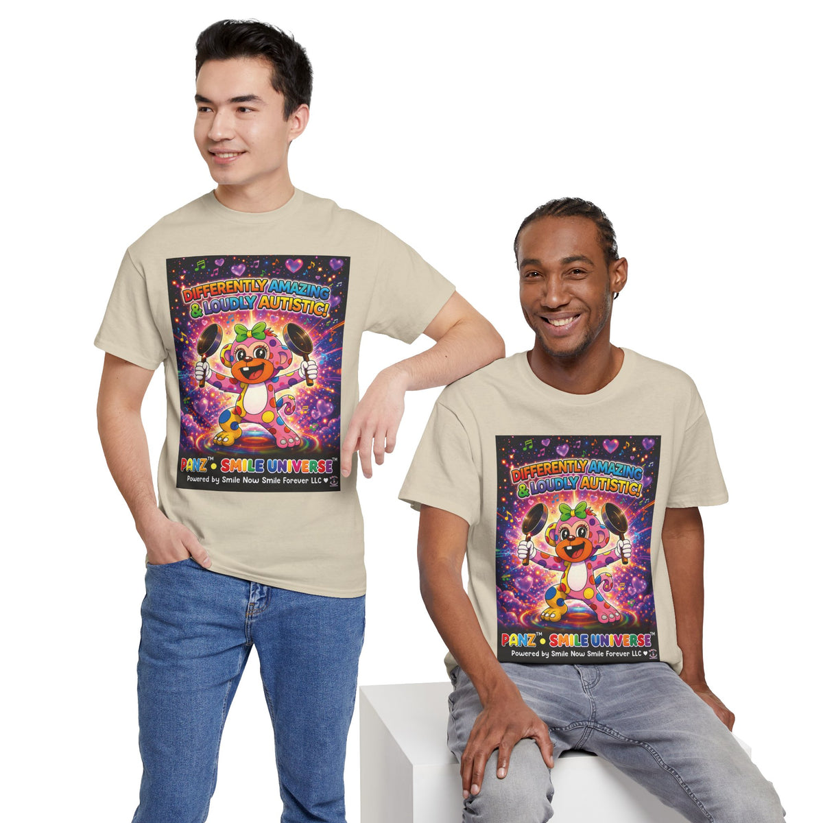 Panz™ Unisex Heavy Cotton™ Tee – "Differently Amazing & Loudly Autistic!" Graphic | Smile Universe Collection