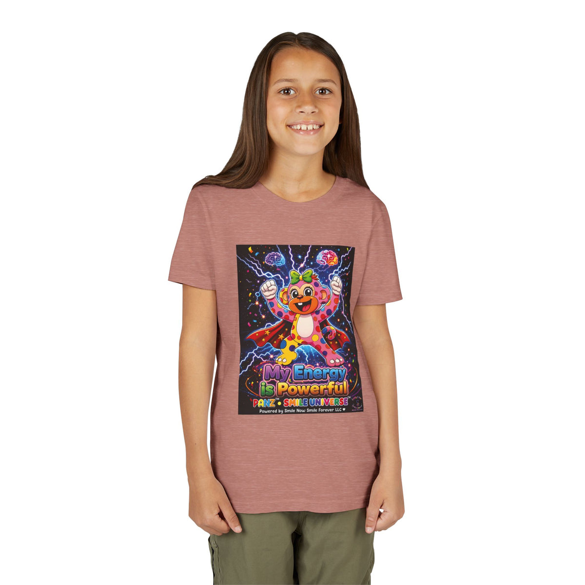 Panz™ Youth Short Sleeve Tee – "My Energy is Powerful" Graphic Tee | Smile Universe Collection