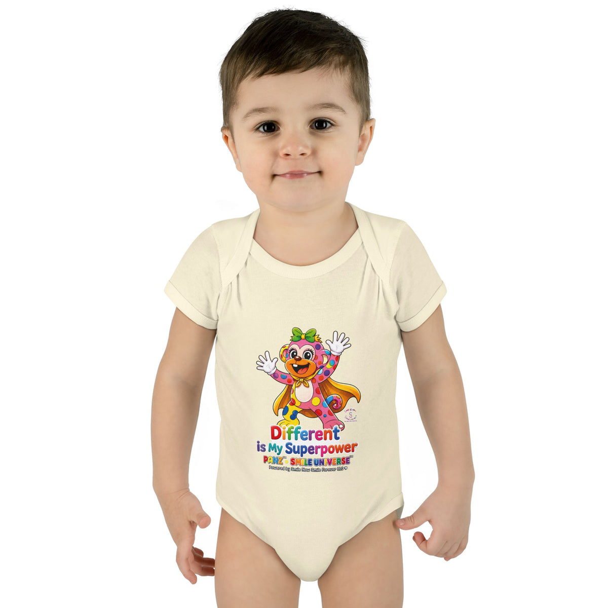 Panz™ Infant Baby Rib Bodysuit – "Different is My Superpower" Graphic | Smile Universe Collection