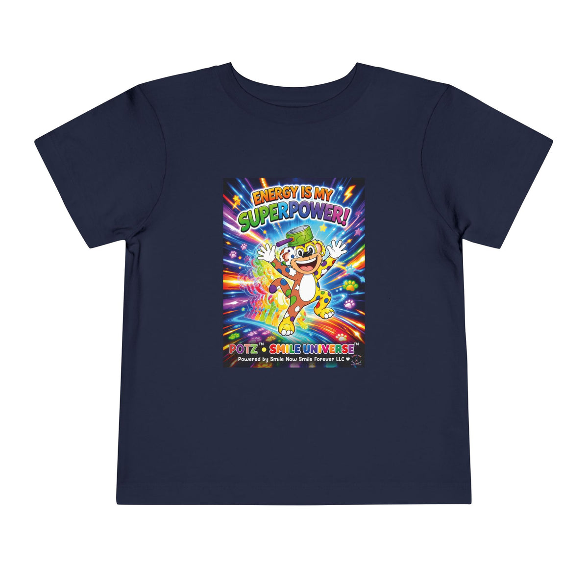 Potz™ Toddler Short Sleeve Tee – "Energy is My Superpower!" Graphic Tee | Smile Universe Collection