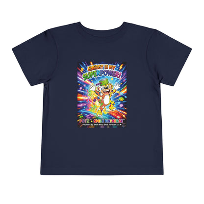 Potz™ Toddler Short Sleeve Tee – "Energy is My Superpower!" Graphic Tee | Smile Universe Collection