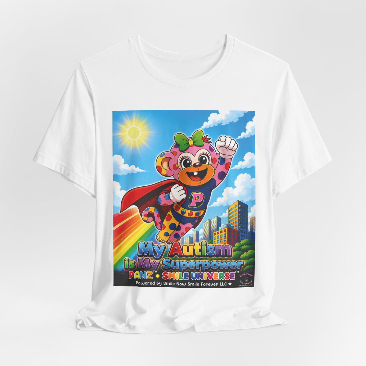 Panz™ Unisex Jersey Short Sleeve Tee – "My Autism is My Superpower" Graphic | Smile Universe Collection
