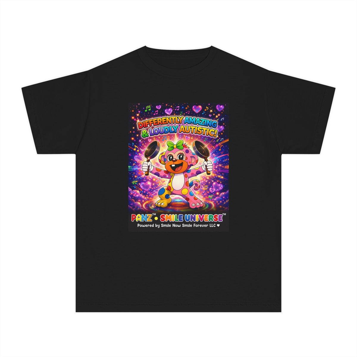 Panz™ Youth Midweight Tee – "Differently Amazing & Loudly Autistic!" Graphic | Smile Universe Collection