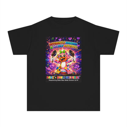 Panz™ Youth Midweight Tee – "Differently Amazing & Loudly Autistic!" Graphic | Smile Universe Collection
