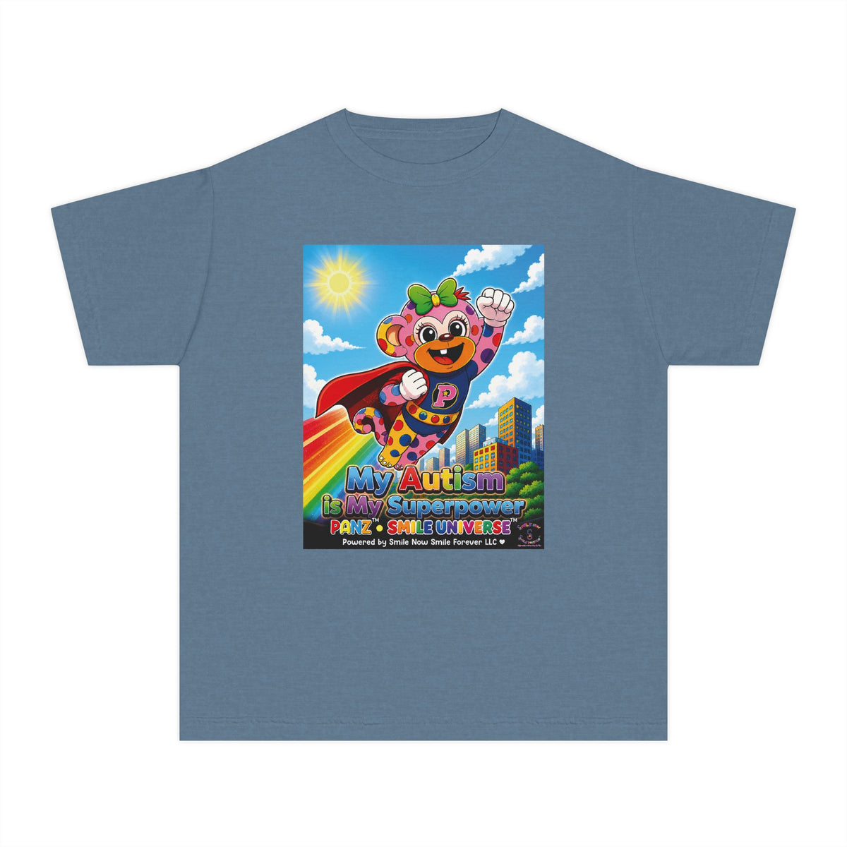 Panz™ Youth Midweight Tee – "My Autism is My Superpower" Graphic | Smile Universe Collection