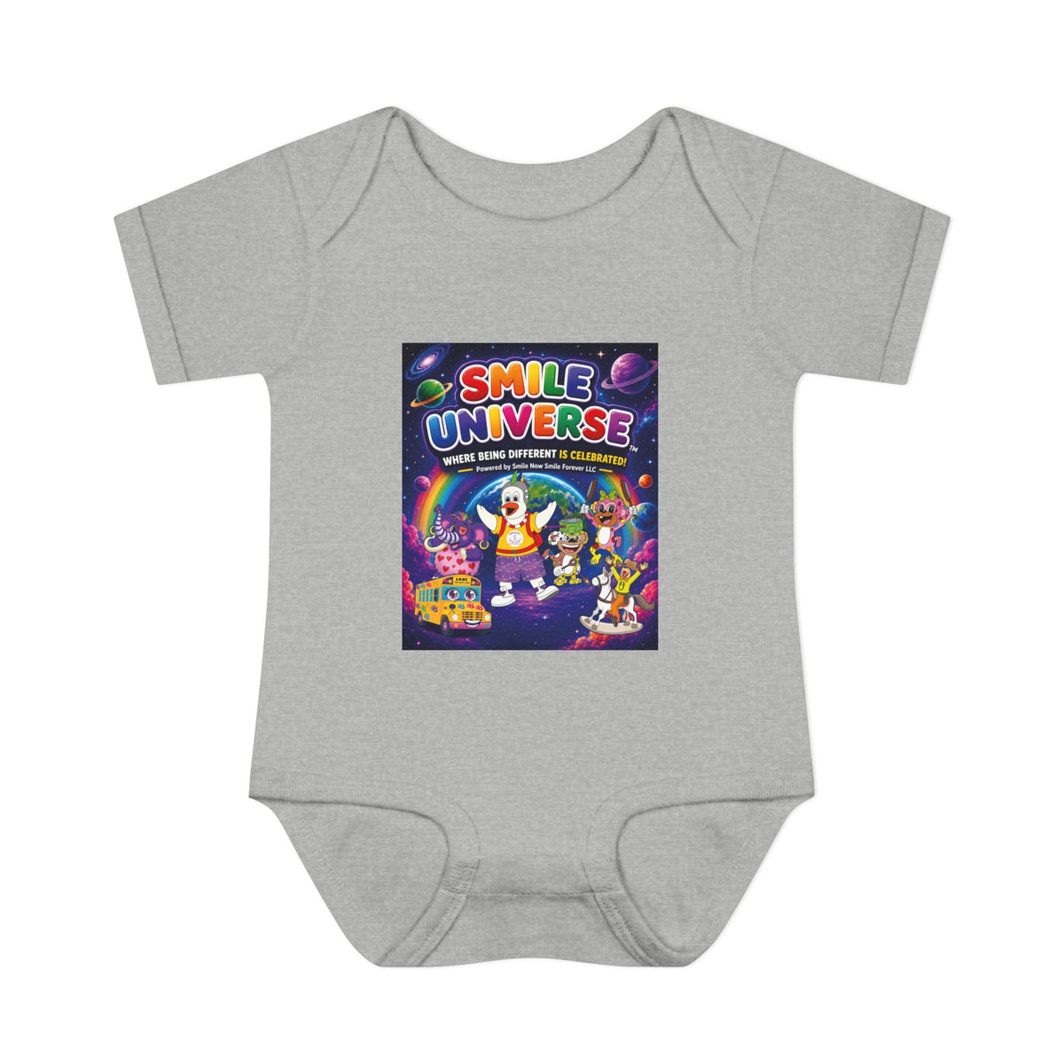 Smile Universe™ Infant Baby Rib Bodysuit – "Where Being Different is CELEBRATED!" Graphic