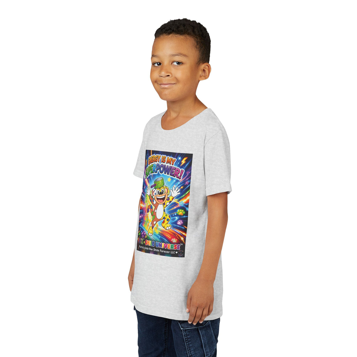 Potz™ Youth Short Sleeve Tee – "Energy is My Superpower!" Graphic Tee | Smile Universe Collection