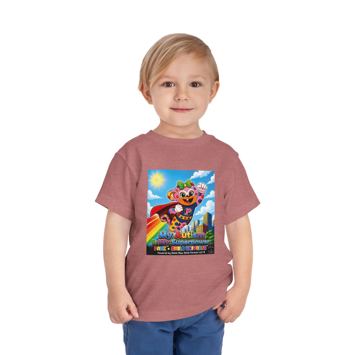 Panz™ Toddler Short Sleeve Tee – "My Autism is My Superpower" Graphic | Smile Universe Collection