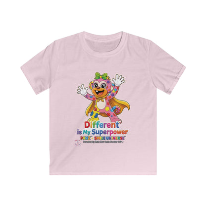 Panz™ Kids Softstyle Tee – "Different is My Superpower" Graphic | Smile Universe