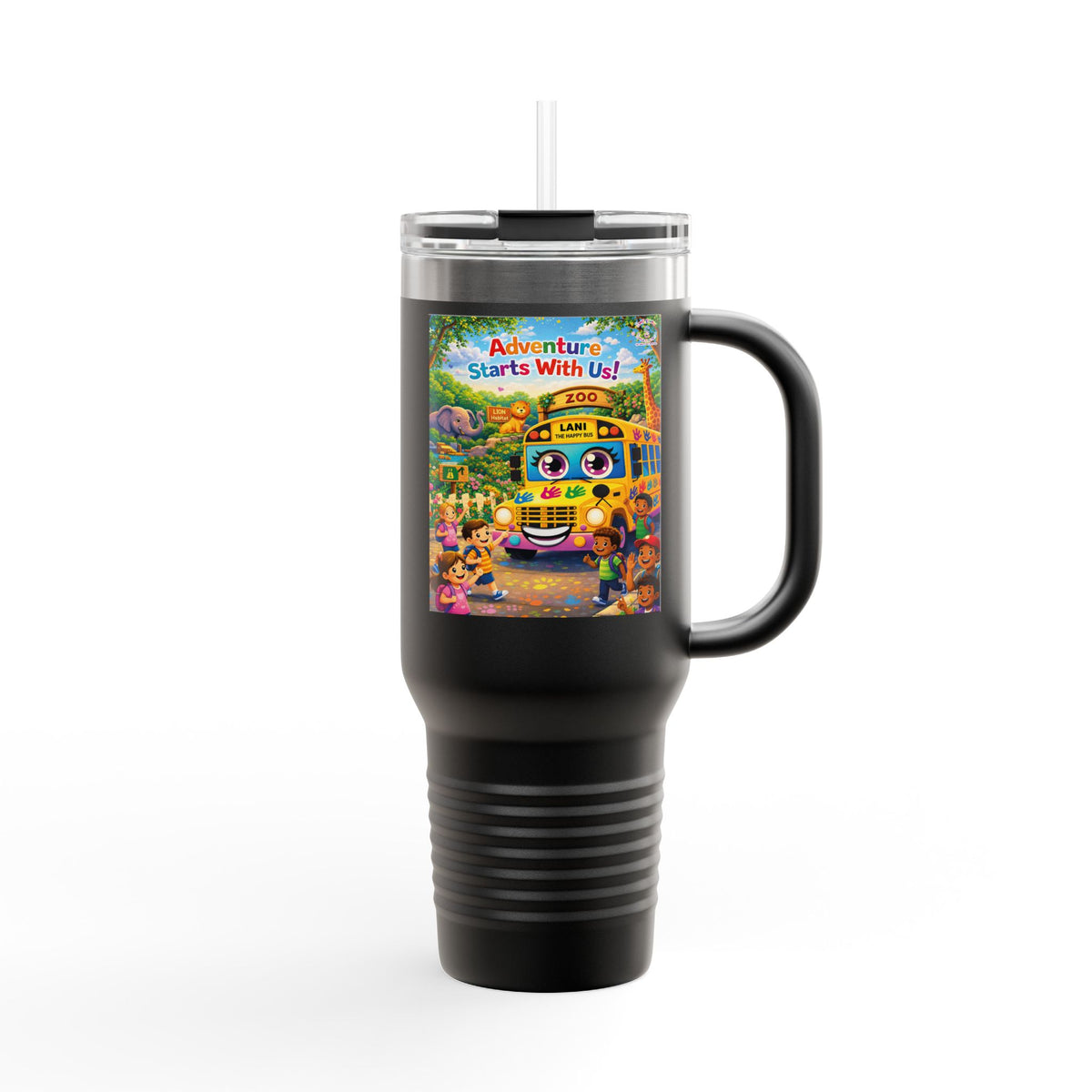 Lani™ 40oz Insulated Travel Mug – "Adventure Starts With Us!" Graphic