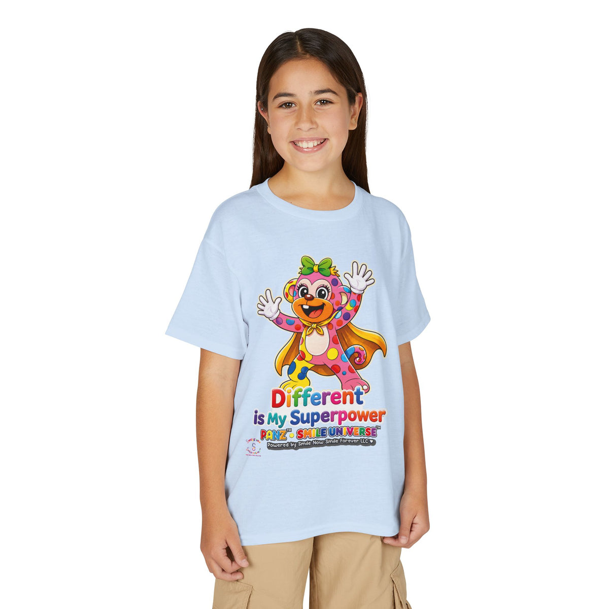 Panz™ Youth DryBlend® T-Shirt – "Different is My Superpower" Graphic | Smile Universe Collection