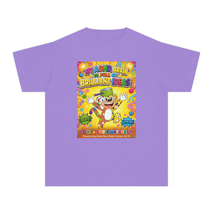 Potz™ Youth Midweight Tee – "My ADHD Brain is Full of Brilliant Ideas!" Graphic Tee | Smile Universe Collection